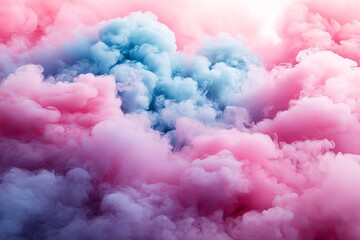 Aufkleber - Colorful clouds blend in shades of blue and pink creating a dreamy atmosphere in a vibrant sky