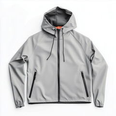 lightweight anorak featuring drawstring hood in minimalist design isolated on white background