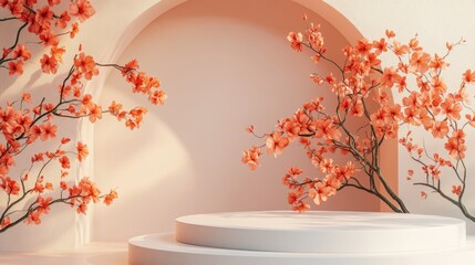 Poster - Vibrant orange flowers bloom against a neutral backdrop, creating a tranquil and artistic atmosphere. The soft lighting enhances the beauty of each blossom, evoking calmness and inspiration