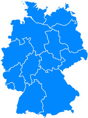 Naklejka na meble Germany map with state borders in blue