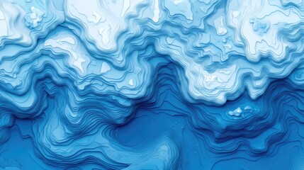 Poster - Abstract blue ocean waves with layered textures, creating a serene and calming atmosphere, ideal for backgrounds