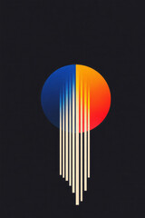 Poster - abstract geometric ellipse featuring bold, horizontal stripes gently animated with a smooth pulsing