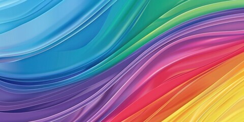 Poster - Flat art colourful illustration rainbow curve wave paper pattern layered swirl 2D flow fluid motion smooth.
