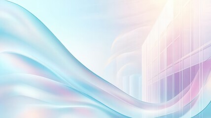 Poster - Sunlight streaming through sleek window, casting ethereal blue white wave patterns across minimalist interior space