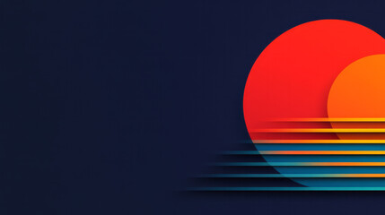 Poster - Abstract elliptical shape animated with smooth, gentle pulses across bold horizontal stripes of