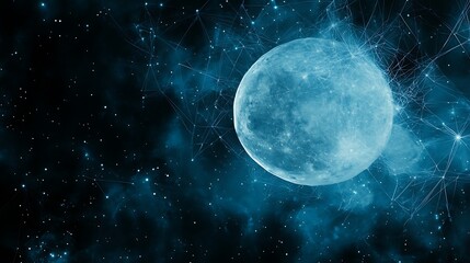 Wall Mural - A celestial sphere connected with a network of shimmering lights