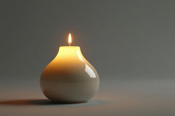 Leinwandbilder - Candle burning softly in a minimalist setting providing warm light and tranquility for relaxation and meditation