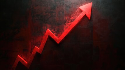 Poster - Dynamic red arrow indicating growth against a textured dark background, symbolizing rising trends in business