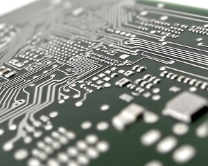 Poster - Detailed close up perspective of a circuit board with components