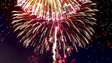Wall Mural - Explosive Gold Fireworks Display on Dark Background