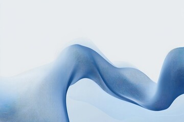 Poster - Abstract flowing blue fabric against a soft white background