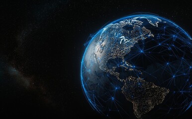 Poster - the planet digital earth is represented with a high-tech background, emphasizing global connectivity