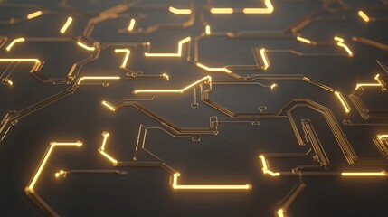 Poster - yellow is the color used to represent an abstract network that consists of glowing nodes and interco