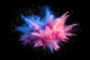 Poster - Explosion Of Pink Purple And Blue Colored Powder Dust