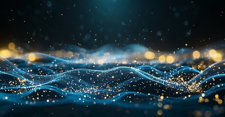 Poster - a sophisticated technology-themed background displaying a web of interconnected glowing nodes, perfe