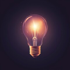 Poster - Against a dark background, a vibrant light bulb serves as a symbol of innovation and creativity