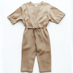 elegant linen jumpsuit with drawstring waist perfect for casual summer outings or relaxed events