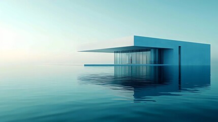 Wall Mural - a large white building is reflected in the water