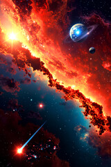Wall Mural - sunrise in space