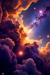 Wall Mural - sunset sky with clouds