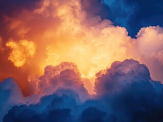 Wall Mural - plane flying through cloudy sky at sunset