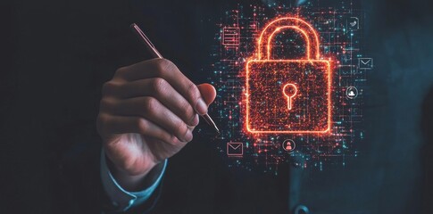 Poster - Internet technology is closely tied to the concept of cyber security, including data protection, information privacy, antivirus software, and virus defence