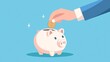 © Антон Сальников - Visual representation of saving a coin in a piggy bank great for financial planning strategies savings and teaching economic concepts