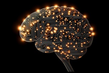 Poster - Stock technology, biotechnology, and machine learning converge in a quantum computing system featuring a neural circuit and electronic cyber brain