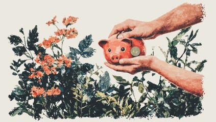 Poster - saving a substantial amount of money is often associated with using a piggy bank or creating a colla