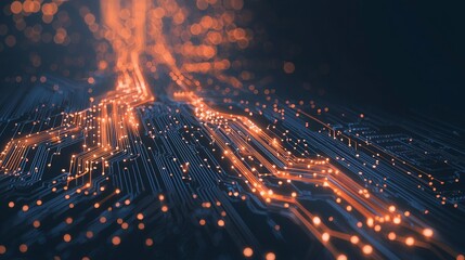 Poster - Modern digital media is set against the backdrop of an abstract technology network featuring glowing nodes and lines