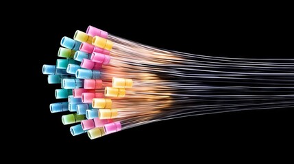Poster - Stunning Fiber Optic Artwork Featuring Brilliant Rays and Energetic Displays of Colorful Light