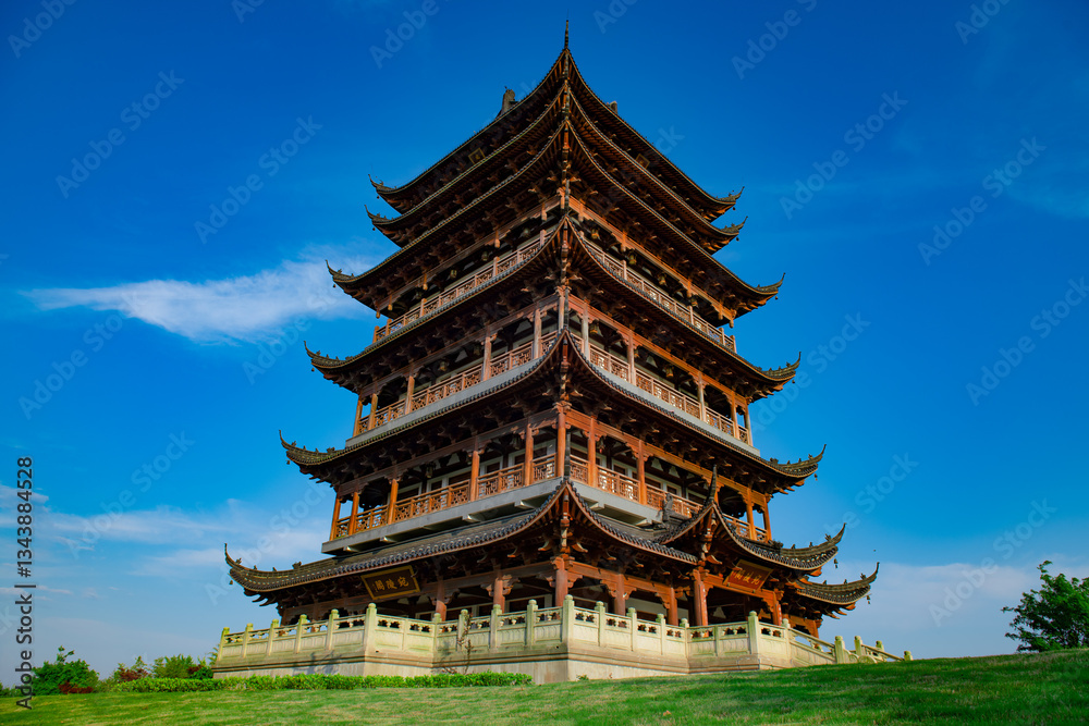 Modern buildings and rural skyscrapers and tourist attractions in China