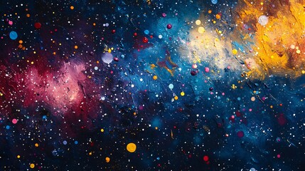 Wall Mural - A splattered galaxy of oil paint with cosmic color bursts