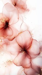 Aufkleber - Soft hues of peach and pink intertwine, showcasing delicate floral blooms that exude elegance and tranquility. This artistic creation captivates with its graceful color palette