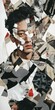© jambulart - Fractured portrait: Man's face distorted by collage