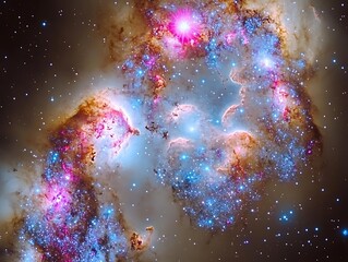 Wall Mural - A stunning vibrant nebula of stellar formations in space