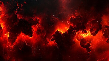 Wall Mural - Fiery red and black nebula formation with glowing edges