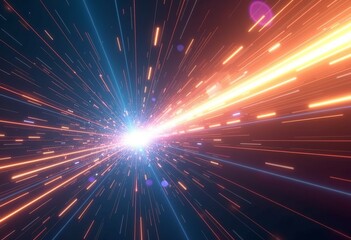 Poster - Colorful Event Horizon: A Hand-Edited Background Depicting Light Speed and Space Warp, Showcasing Vibrant Streaks of Light Rushing Towards a Central Event Horizon.

