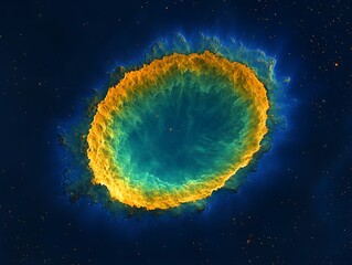 Wall Mural - A vibrant colorful planetary nebula surrounded by countless stars