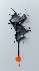 Poster - Artistic Paint Splash: A striking visual of a dark grey paint splash, uniquely intertwined with a vibrant orange droplet, evoking a sense of creative flow and expressive artistry. 