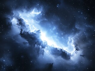 Wall Mural - A beautiful glowing nebula exists among a starry cosmos landscape