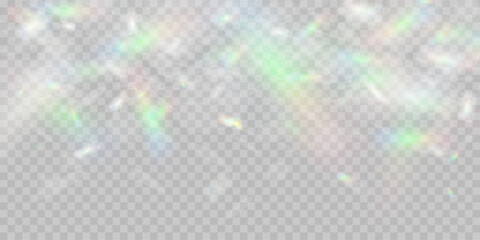 Wall Mural - rainbow crystal light leak flare reflection effect. vector illustration set. colorful optical rainbo