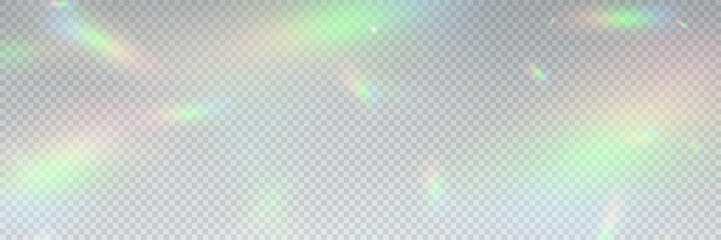 Wall Mural - rainbow crystal light leak flare reflection effect. vector illustration set. colorful optical rainbo