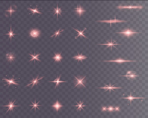 Poster - vibrant glowing light effect featuring starry sparkles, red and orange flares, and magical Christmas shine. Ideal for holiday designs, disco themes, and colorful night visuals. Vector