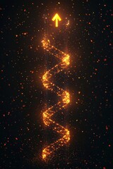 Poster - Dna helix glowing arrows represent business ideas and innovation upward motion symbolizes growth