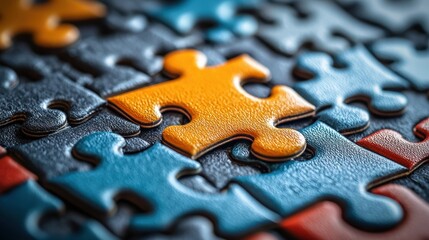 Poster - Business strategy problem solving concept with colorful puzzle pieces