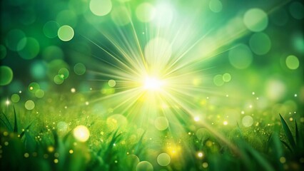 Poster - Ethereal Green Gradient: Soft Nature Background with Lens Flare Glow