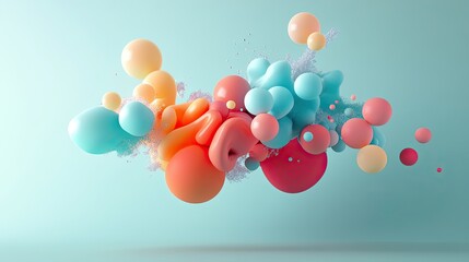 Poster - Colorful Abstract Shapes in Dynamic Arrangement Against Light Background