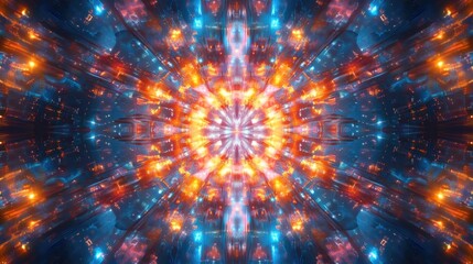 Poster - Colorful Abstract Digital Kaleidoscope Pattern with Radiant Lights