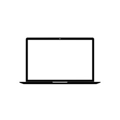 laptop computer illustration: minimalist illustration of a modern laptop computer with a blank displ